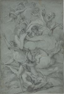 God vervloekt Kaïn na de moord op Abel door Benedetto Luti