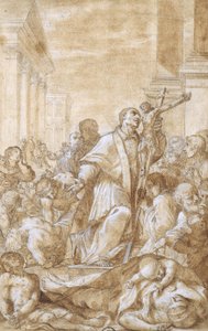 De heilige Carlo Borromeo onder de pestlijders door Benedetto Luti