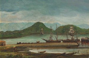 Benedito Calixto - Haven van Santos, SP, 1888 door Benedito Calixto
