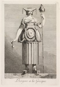 Mascarade à la Grecque: Bergère à la Grecque (Plate 4) door Benigno Bossi