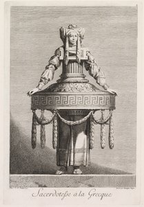 Mascarade à la Grecque: Sacerdotesse à la Grecque (Plate 8) door Benigno Bossi