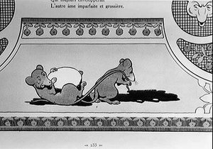 De twee ratten, vossen en ei (gravure, 20e eeuw)