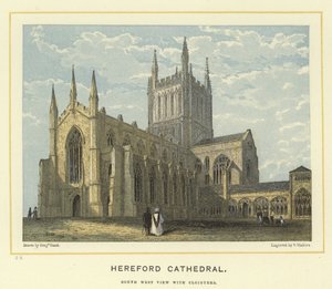 Hereford Kathedraal, zuidwest uitzicht met kloosters door Benjamin Baud