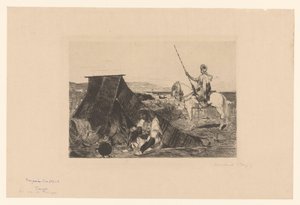 Landschap met tent en ruiter door Benjamin  Constant