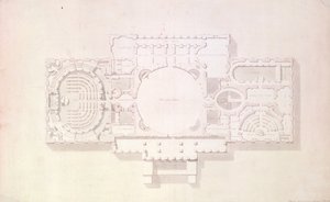 Plan van de hoofdverdieping van het Capitool, VS, 1806 door Benjamin Henry Latrobe