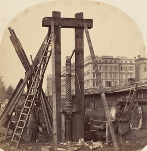 Bouw van de Internationale Tentoonstelling van 1862 in South Kensington,1862 (foto) door Benjamin L. Spackman