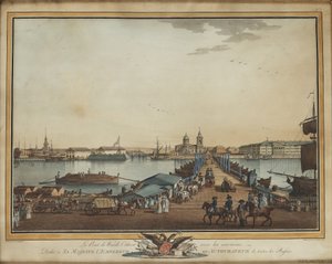 De Wisselbrug op het Vasilievsky-eiland, 1799 door Benjamin Paterssen