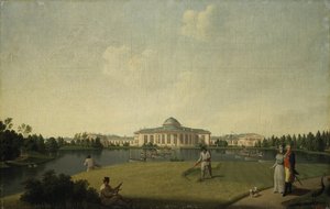 Uitzicht op het Tauride-paleis vanuit de tuin, voor 1797