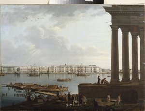 Uitzicht op het Winterpaleis en de Beurs in Sint-Petersburg