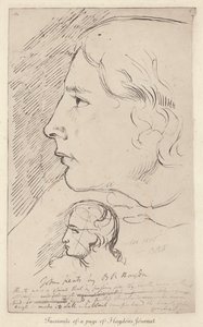 Schets van de Engelse dichter John Keats uit het dagboek van de Engelse kunstenaar Benjamin Haydon (litho) door Benjamin Robert (after) Haydon