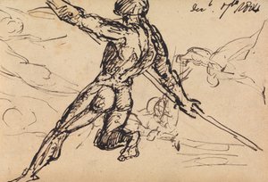 Figuurstudies van een naakte man met speer door Benjamin Robert Haydon