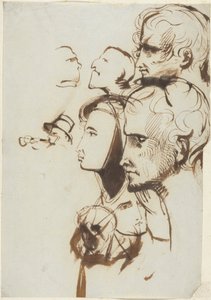 Studie van gezichten door Benjamin Robert Haydon