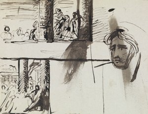 Studie van een groep figuren en een studie van een mannenhoofd