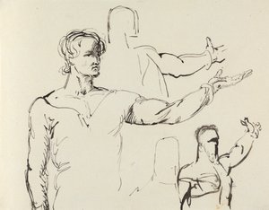Studie van een man met uitgestrekte arm door Benjamin Robert Haydon