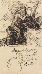 Studie van een zittende figuur