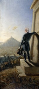 De hertog van Wellington peinzend op het slagveld van Waterloo