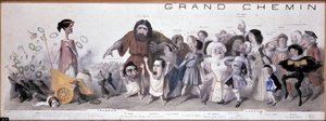 Le grand chemin de la postérité: voorstelling van tragedie en komedie - Lithografie door Benjamin Roubaud, Maison de Balzac, Parijs