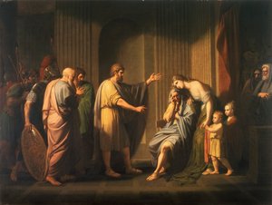 Cleombrotus door Leonidas II, koning van Sparta, in ballingschap gezonden door Benjamin West