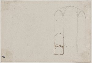 Dwarsdoorsnede van een Gotische Kerk [verso] door Benjamin West