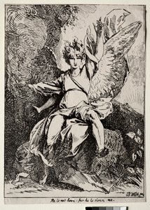Specimens of Polyautography: De Engel bij het Graf van Christus door Benjamin West