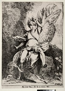 Specimens of Polyautography: De Engel bij het Graf van Christus door Benjamin West