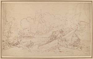 Studie voor De Slag bij La Hogue (recto) door Benjamin West