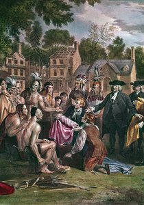 William Penn, Engelse Quaker-kolonist, in onderhandeling met Noord-Amerikaanse inboorlingen, 1682 1771-1772