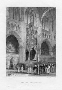 De bisschopstroon, Exeter Cathedral, Devon, ca. 1836-1842 door Benjamin Winkles