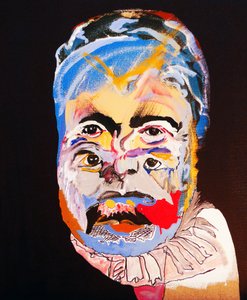 50 grote schrijvers uit de geschiedenis : Ernest Hemingway, 2015 (olieverf en acrylverf op doek) door Benoit Erwann Boucherot