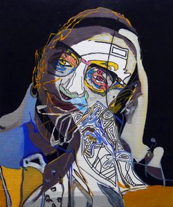 50 grote schrijvers uit de geschiedenis : Michel Foucault, 2015 (olieverf en acrylverf op doek) door Benoit Erwann Boucherot
