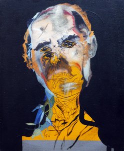 50 grote schrijvers uit de geschiedenis : Philip Roth, 2015 (olieverf en acrylverf op doek) door Benoit Erwann Boucherot