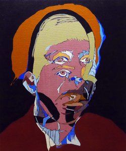 50 grote schrijvers uit de geschiedenis: Simone de Beauvoir, 2015 (olieverf en acrylverf op doek) door Benoit Erwann Boucherot