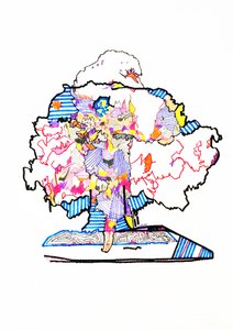Dubbel essai atomair, 2019 (inkt op papier) door Benoit Erwann Boucherot