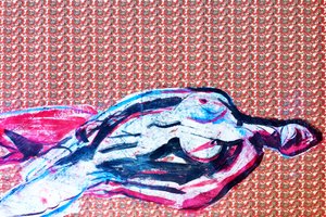 Japans overportret 2, 2020 (acryl op gezeefdrukt Japans papier) door Benoit Erwann Boucherot
