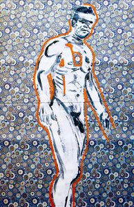 Masculin japonais 4, 2020 (acryl op gezeefdrukt Japans papier) door Benoit Erwann Boucherot