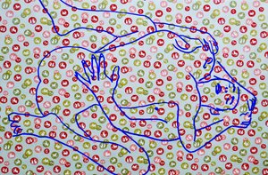 Masculin japonais 9, 2020 (acryl op gezeefdrukt Japans papier) door Benoit Erwann Boucherot