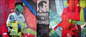 Memory in progress, 2001 (olieverf en acryl op 5 naast elkaar geplaatste doeken) door Benoit Erwann Boucherot