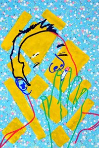 Passager 19, 2020 (acryl op gezeefdrukt Japans papier) door Benoit Erwann Boucherot