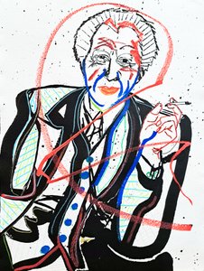 Surportret : Frank Lloyd Wright, 2022 (acryl op papier) door Benoit Erwann Boucherot