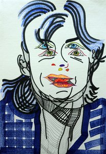 Surportret : Fred Vargas, 2019 (acryl op papier) door Benoit Erwann Boucherot
