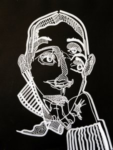 Surportret : Joyce Carol Oates, 2021 (acryl op papier) door Benoit Erwann Boucherot