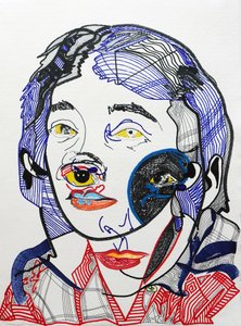 Surportret : Marguerite Duras 2, 2021 (acryl op papier)