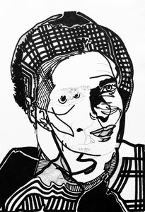 Surportret: Simone de Beauvoir, 2019 (acryl op papier) door Benoit Erwann Boucherot