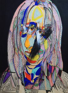 Surportret: Virginie Despentes, 2021 (olieverf en acryl op houtpaneel)