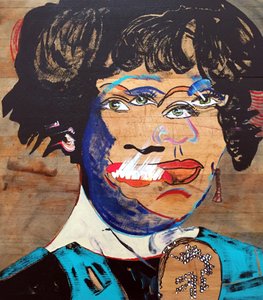Surportret : Whitney Houston, 2020 (olieverf en acryl op hout) door Benoit Erwann Boucherot