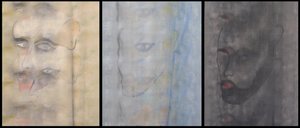 Drievoudig autoportret, 2000 (olieverf op 3 naast elkaar geplaatste doeken) door Benoit Erwann Boucherot