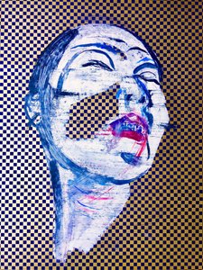 overportret, 2022 (acryl op papier) door Benoit Erwann Boucherot