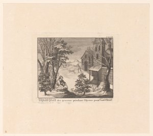 Daphnis op vogeljacht in de winter door Benoît Audran (I)