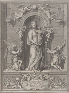 Madonna van Loreto, in een nis met een engel aan beide zijden door Benoît Farjat