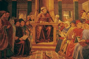 Augustinus leert retoriek in Rome door Benozzo di Lese di Sandro Gozzoli